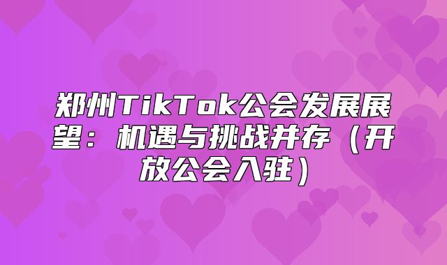 郑州TikTok公会发展展望：机遇与挑战并存开放公会入驻