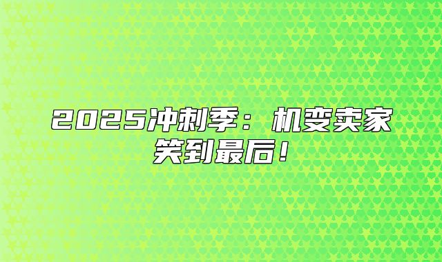 2025冲刺季：机变卖家笑到最后！