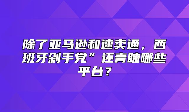 除了亚马逊和速卖通，西班牙剁手党”还青睐哪些平台？