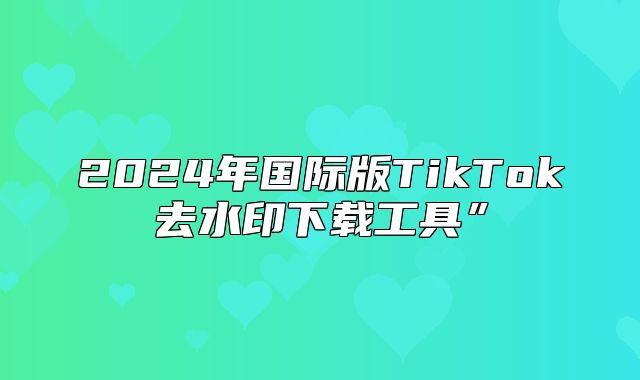 2025年国际版TikTok去水印下载工具”