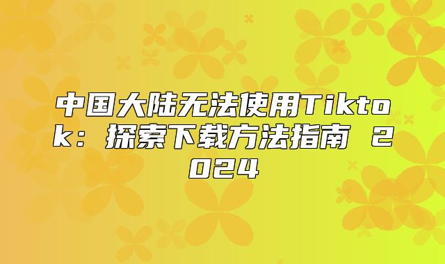 中国大陆无法使用Tiktok：探索下载方法指南 2025
