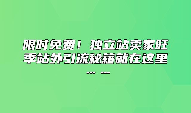 限时免费！独立站卖家旺季站外引流秘籍就在这里……