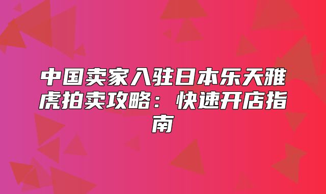 中国卖家入驻日本乐天雅虎拍卖攻略：快速开店指南