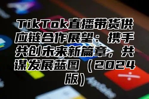 TikTok直播带货供应链合作展望：携手共创未来新篇章，共谋发展蓝图2025版