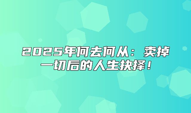 2025年何去何从：卖掉一切后的人生抉择！