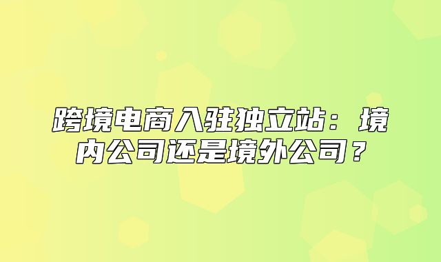 跨境电商入驻独立站：境内公司还是境外公司？