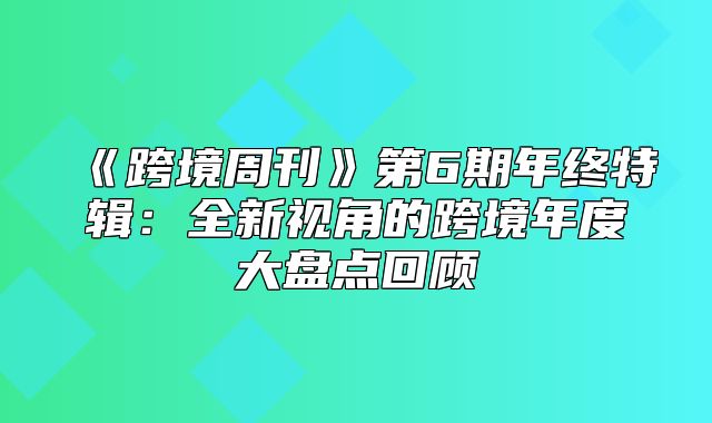 跨境周刊第6期年终特辑：全新视角的跨境年度大盘点回顾