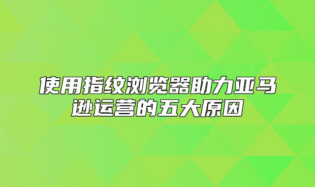 使用指纹浏览器助力亚马逊运营的五大原因
