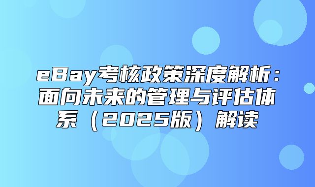 eBay考核政策深度解析：面向未来的管理与评估体系2025版解读