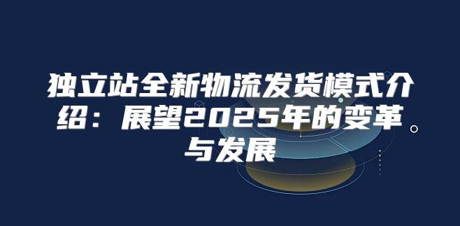 独立站全新物流发货模式介绍：展望2025年的变革与发展