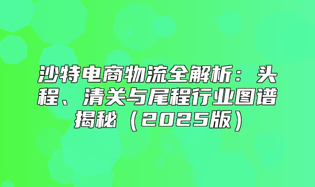 沙特电商物流全解析：头程、清关与尾程行业图谱揭秘2025版
