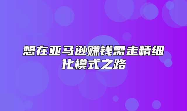 想在亚马逊赚钱需走精细化模式之路