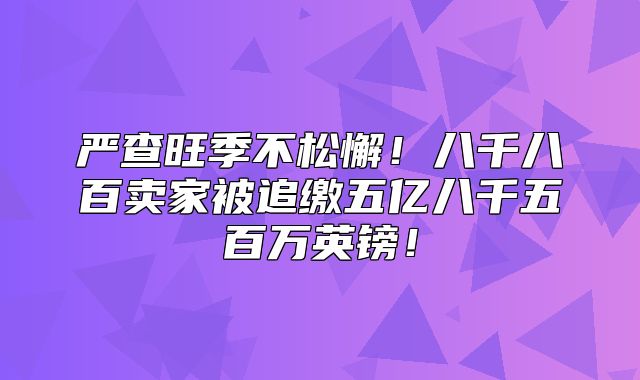 严查旺季不松懈！八千八百卖家被追缴五亿八千五百万英镑！