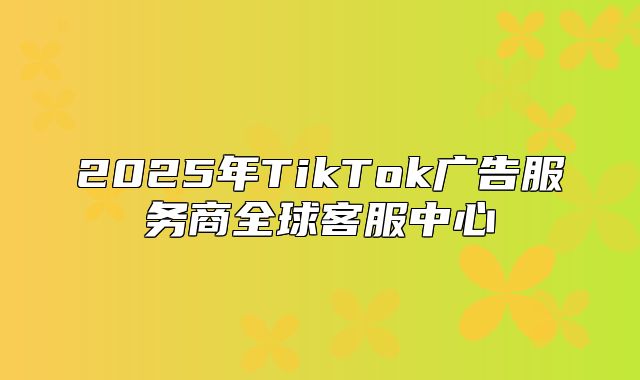 2025年TikTok广告服务商全球客服中心