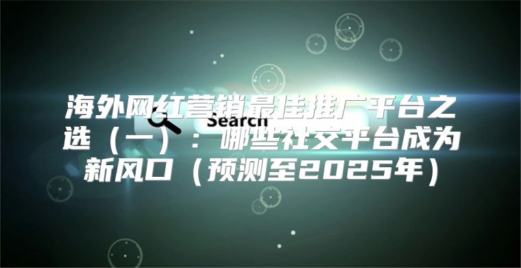 海外网红营销最佳推广平台之选一：哪些社交平台成为新风口预测至2025年