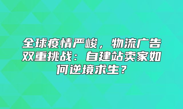 全球疫情严峻，物流广告双重挑战：自建站卖家如何逆境求生？
