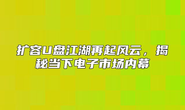 扩容U盘江湖再起风云，揭秘当下电子市场内幕