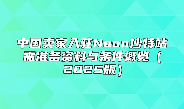 中国卖家入驻Noon沙特站需准备资料与条件概览2025版