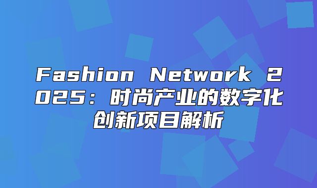 Fashion Network 2025时尚产业的数字化创新项目解析