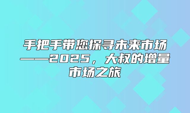 手把手带您探寻未来市场——2025，大叔的增量市场之旅