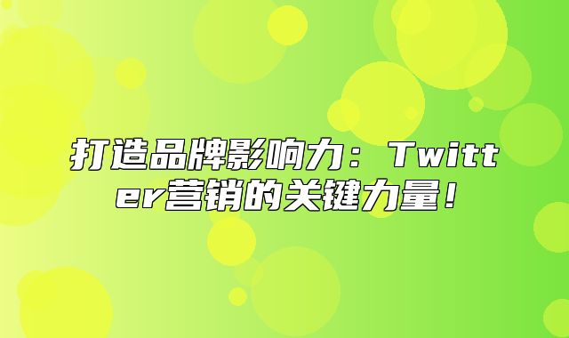 打造品牌影响力：Twitter营销的关键力量！