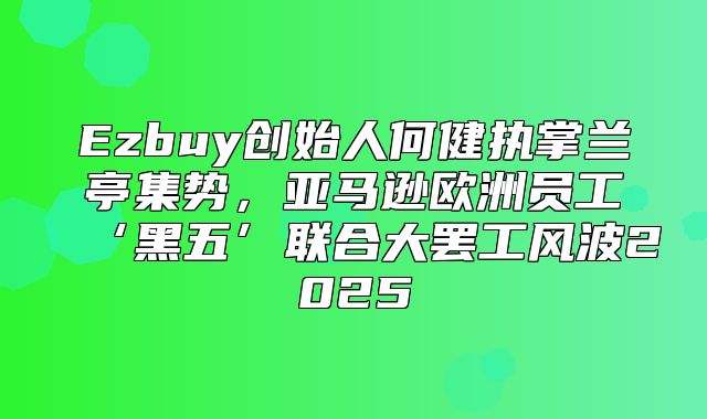 Ezbuy创始人何健执掌兰亭集势，亚马逊欧洲员工‘黑五’联合大罢工风波2025