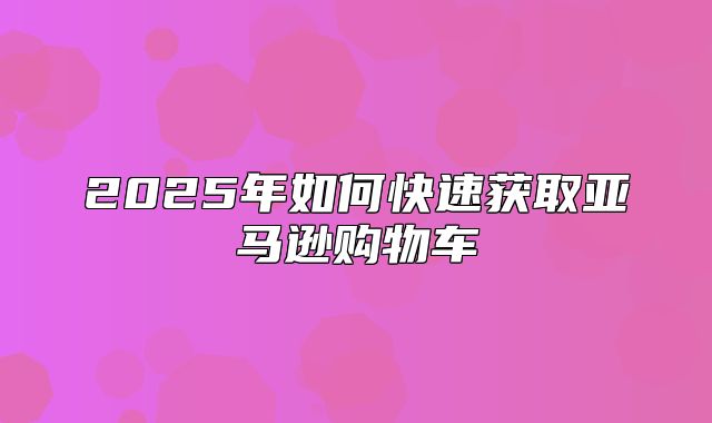 2025年如何快速获取亚马逊购物车