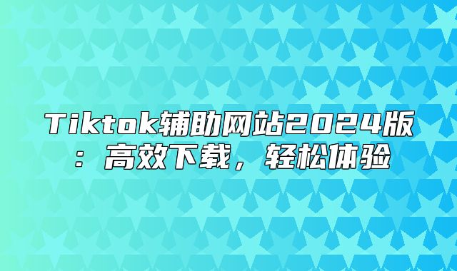 Tiktok辅助网站2025版：高效下载，轻松体验
