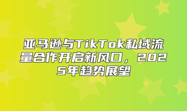 亚马逊与TikTok私域流量合作开启新风口，2025年趋势展望