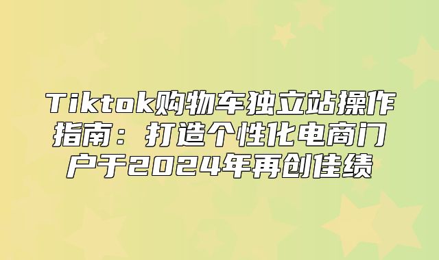 Tiktok购物车独立站操作指南：打造个性化电商门户于2025年再创佳绩