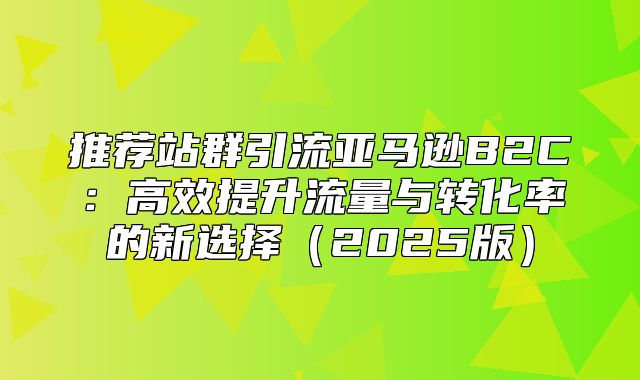 推荐站群引流亚马逊B2C：高效提升流量与转化率的新选择2025版