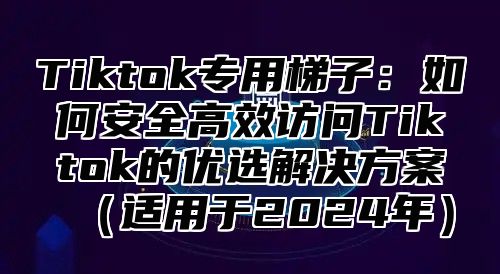 Tiktok专用梯子：如何安全高效访问Tiktok的优选解决方案适用于2025年