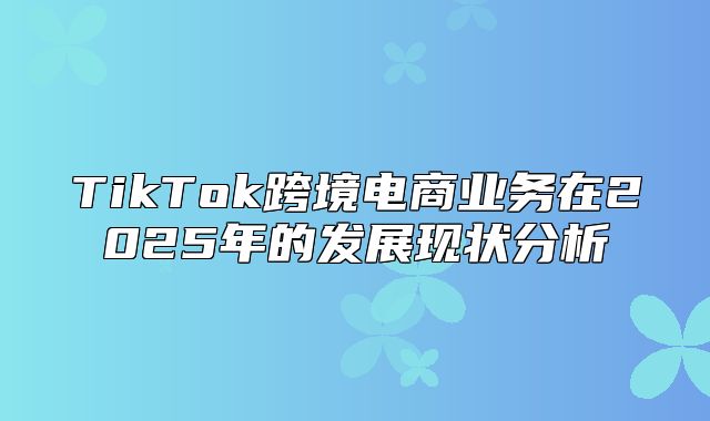 TikTok跨境电商业务在2025年的发展现状分析
