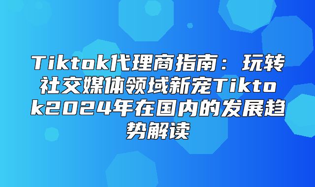 Tiktok代理商指南：玩转社交媒体领域新宠Tiktok2025年在国内的发展趋势解读