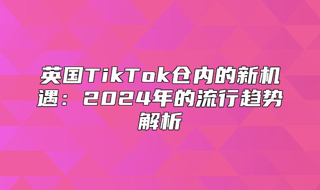 英国TikTok仓内的新机遇：2025年的流行趋势解析