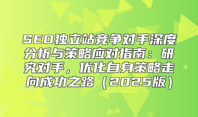SEO独立站竞争对手深度分析与策略应对指南：研究对手，优化自身策略走向成功之路2025版