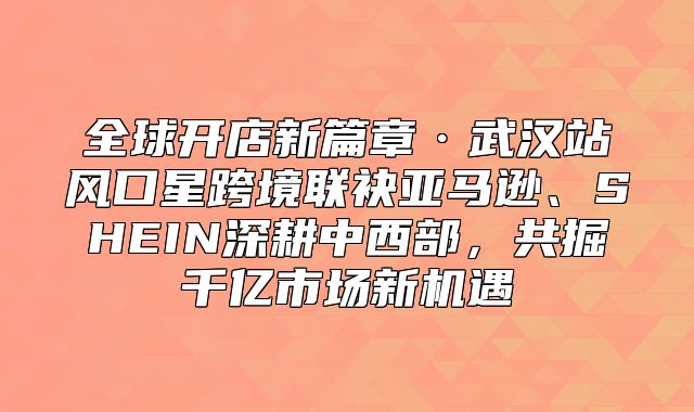 全球开店新篇章·武汉站风口星跨境联袂亚马逊、SHEIN深耕中西部，共掘千亿市场新机遇