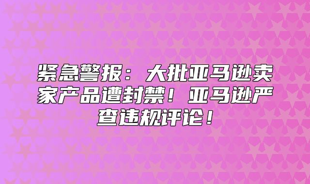 紧急警报：大批亚马逊卖家产品遭封禁！亚马逊严查违规评论！