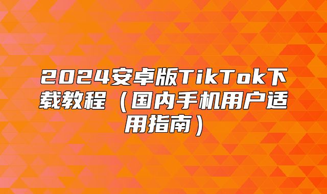 2025安卓版TikTok下载教程国内手机用户适用指南