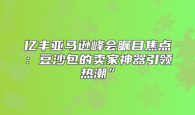 亿丰亚马逊峰会瞩目焦点：豆沙包的卖家神器引领热潮”