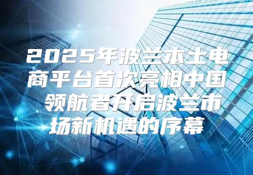 2025年波兰本土电商平台首次亮相中国 领航者开启波兰市场新机遇的序幕