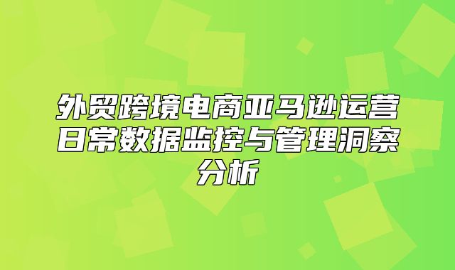 外贸跨境电商亚马逊运营日常数据监控与管理洞察分析