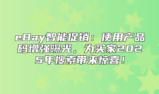 eBay智能促销：使用产品码增强曝光，为买家2025年搜索带来惊喜！