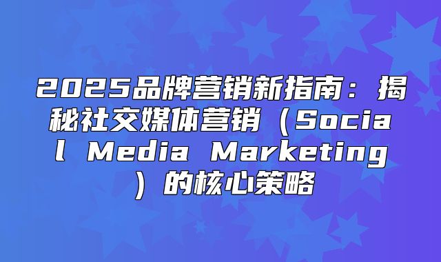 2025品牌营销新指南：揭秘社交媒体营销Social Media Marketing的核心策略