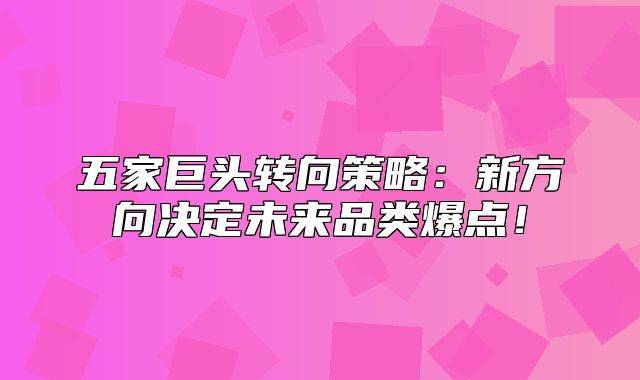 五家巨头转向策略：新方向决定未来品类爆点！
