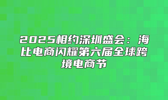 2025相约深圳盛会：海比电商闪耀第六届全球跨境电商节