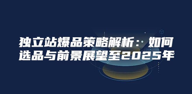 独立站爆品策略解析：如何选品与前景展望至2025年