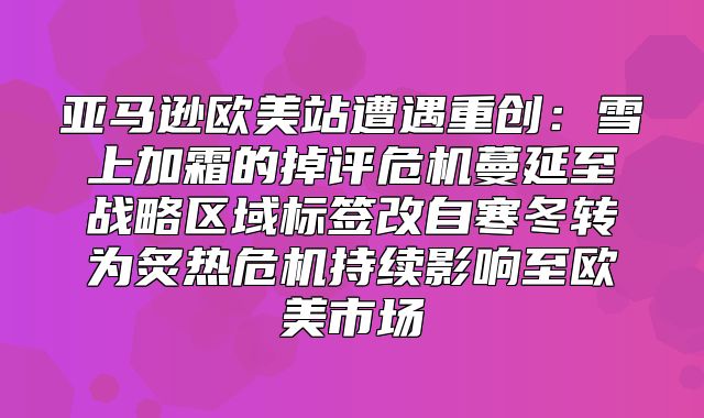 亚马逊欧美站遭遇重创：雪上加霜的掉评危机蔓延至战略区域标签改自寒冬转为炙热危机持续影响至欧美市场