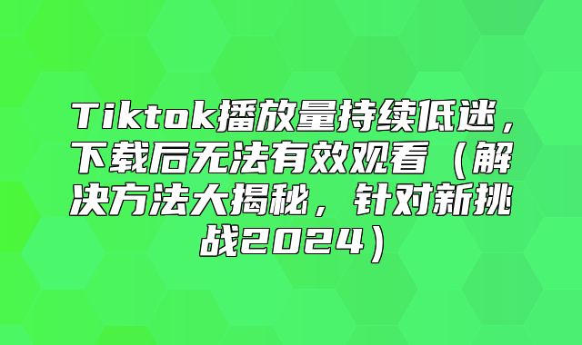Tiktok播放量持续低迷，下载后无法有效观看解决方法大揭秘，针对新挑战2025
