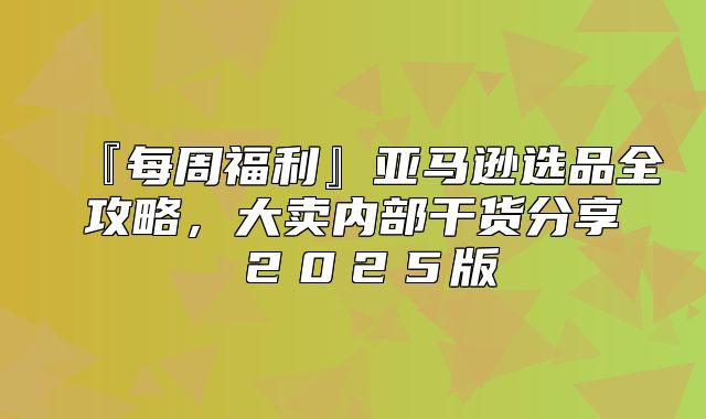 『每周福利』亚马逊选品全攻略，大卖内部干货分享 ２０２５版